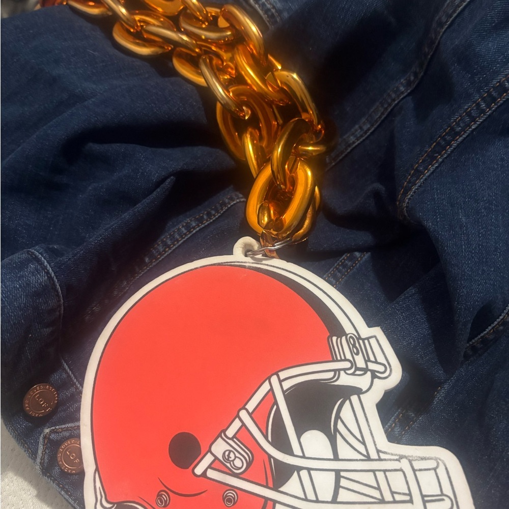 Kids Football Helmet Bag Charm with Gold Chain